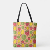 Strawberry, lemon and kiwi fruits wallpaper backgr トートバッグ (裏面)