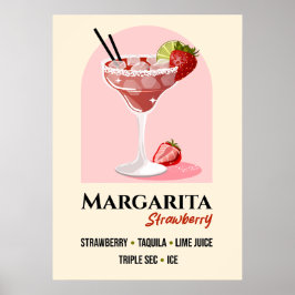 Strawberry Margarita with Salt Rim Recipe Art ポスター