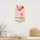 Strawberry Margarita with Salt Rim Recipe Art ポスター (キッチン)