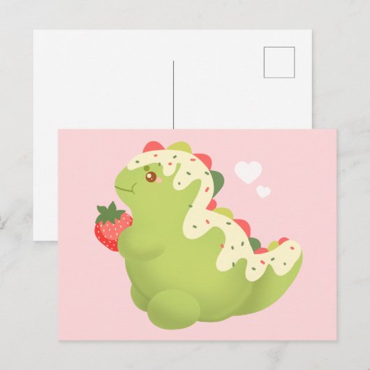 Strawberry Matcha Dinosaur  ポストカード (正面/裏面)