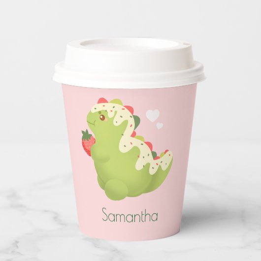 Strawberry Matcha Dinosaur  紙コップ (正面)