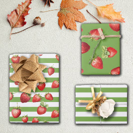 Strawberry Matcha Stripes  ラッピングペーパーシート