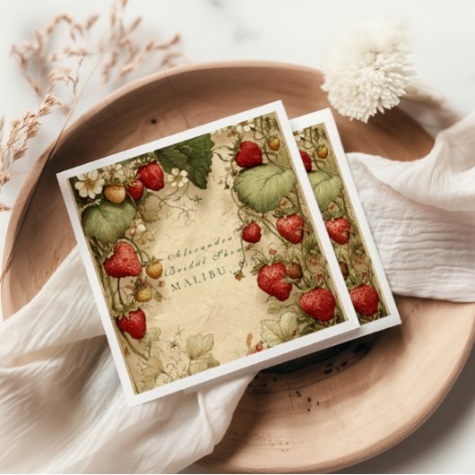 Strawberry Meadow Vintage Bridal Shower スタンダードカクテルナプキン