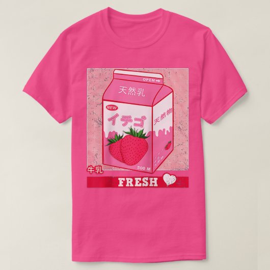 Strawberry Milk 90s Japanese Kawaii Strawberry Mil Tシャツ (デザイン正面)