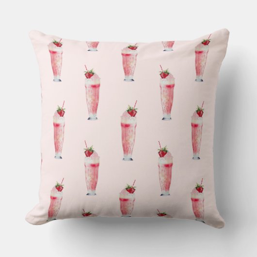 Strawberry Milkshake Throw Pillow  クッション (正面)