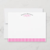 Strawberry Modern Open Hearts Striped Note Card ノートカード (正面)