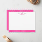 Strawberry Modern Open Hearts Striped Note Card ノートカード (正面/裏面インサイチュ)