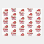 Strawberry Muffin Cake Ladybugs Birthday ラッピングペーパーシート (正面2)