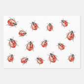 Strawberry Muffin Cake Ladybugs Birthday ラッピングペーパーシート (正面)