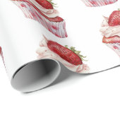 Strawberry Muffin Cake Ladybugs Birthday ラッピングペーパー (ロールコーナー)