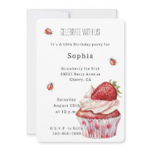 Strawberry Muffin Cake Ladybugs Birthday