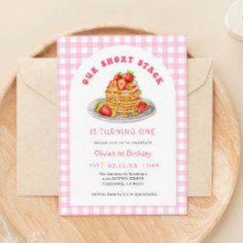 Strawberry Pancake Breakfast Birthday Party 招待状