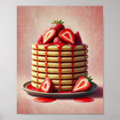 Strawberry Pancake Wall Art Print Aesthetic Poster ポスター (正面)
