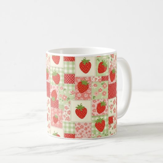 Strawberry Patchwork Picnic (4) コーヒーマグカップ (正面右)