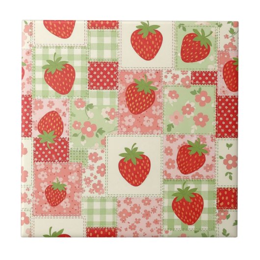 Strawberry Patchwork Picnic (4) タイル (正面)