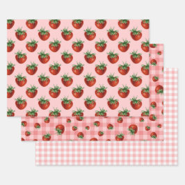 Strawberry Pattern Baby Shower  ラッピングペーパーシート