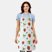 Strawberry Pattern Kitchen Apron エプロン (着用した状態)