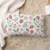 Strawberry Pattern Rectangular Throw Pillow ランバークッション (ブランケット)