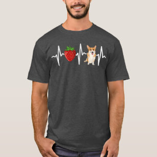 Strawberry Pembroke Welsh Corgi Heartbeat Dog Love Tシャツ