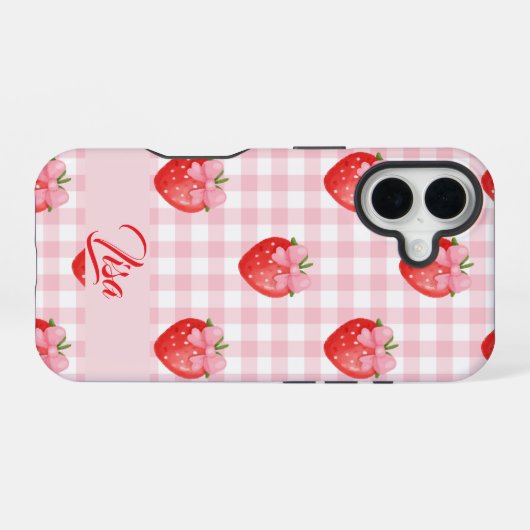 Strawberry Personalized iPhone Case iPhone 16ケース (裏面横)