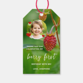 Strawberry Photo Berry First Birthday Thank You ギフトタグ