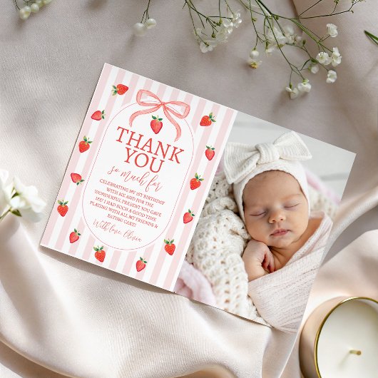 Strawberry Photo Thank You Card 招待状