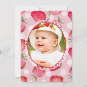 Strawberry Pink 1st Birthday Watercolor  招待状 (裏面)