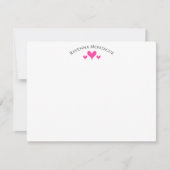 Strawberry Pink Classic Hearts Striped Note Card ノートカード (正面)