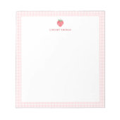Strawberry Pink Gingham Border Personalized ノートパッド (正面)