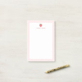 Strawberry Pink Gingham Border Personalized ポストイット (デスク上)