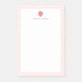 Strawberry Pink Gingham Border Personalized ポストイット (正面)