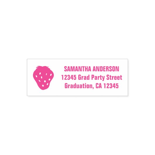 Strawberry Pink Graduation Return Address  セルフインキングスタンプ (デザイン)