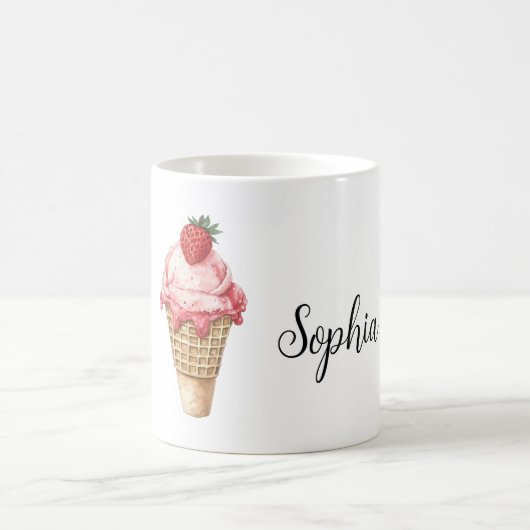 Strawberry Pink Ice Cream Cone コーヒーマグカップ (中央)