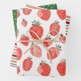 Strawberry Print/Pattern Wrapping Paper Sheets ラッピングペーパーシート