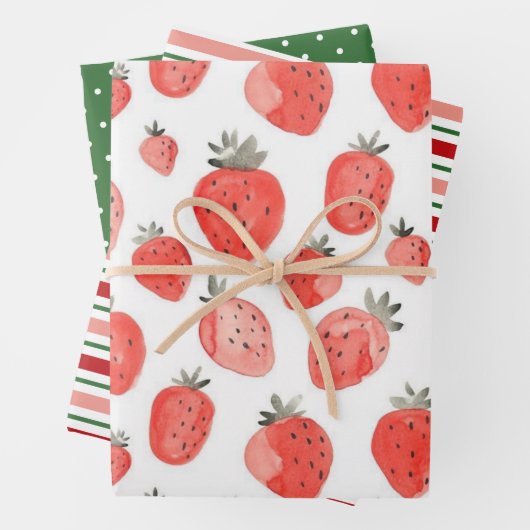 Strawberry Print/Pattern Wrapping Paper Sheets ラッピングペーパーシート (インサイチュ)