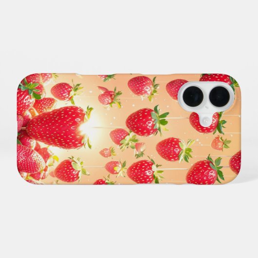 Strawberry Rain Phone Case iPhone 16ケース (裏面横)