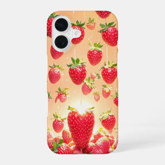 Strawberry Rain Phone Case iPhone 16ケース (裏面)