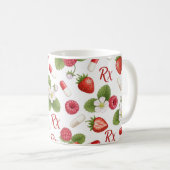 Strawberry Raspberry Botanical Pill Pattern コーヒーマグカップ (正面右)