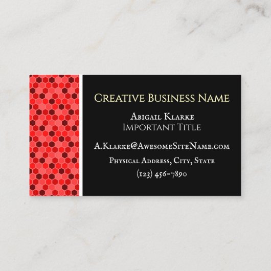 Strawberry Red Colorful Honeycomb Design Stylish 名刺 (裏面)