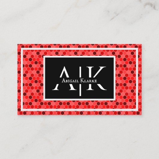 Strawberry Red Colorful Honeycomb Design Stylish 名刺 (正面)