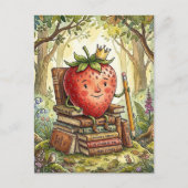 Strawberry Royalty on a Book Throne ポストカード (正面)
