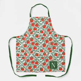 Strawberry Rustic Farmhouse Monogram エプロン