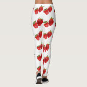 Strawberry Seamless Pattern – Cute Red Fruit on Wh レギンス (裏面)