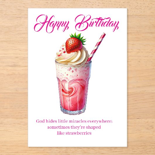 Strawberry Shake Christian Greeting Card アクリル招待状 (正面)