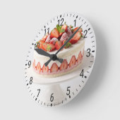 Strawberry Shortcake Dessert Bakery Kitchen Decor ラウンド壁時計 (傾斜)
