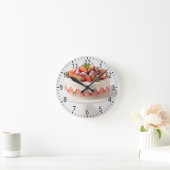 Strawberry Shortcake Dessert Bakery Kitchen Decor ラウンド壁時計 (ホーム)