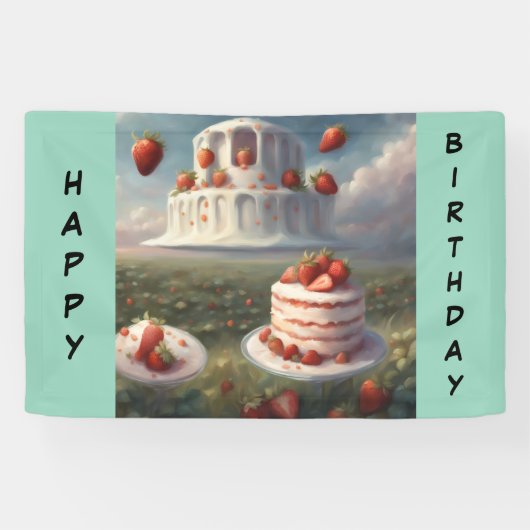 Strawberry shortcake Happy Birthday Banner 横断幕 (横)