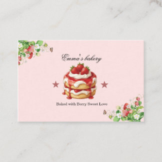 Strawberry Shortcake Themed Bakery Business Card 名刺