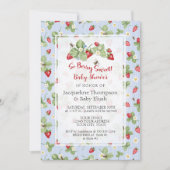 Strawberry So Berry Sweet Blue Gingham Boy Shower 招待状 (正面)