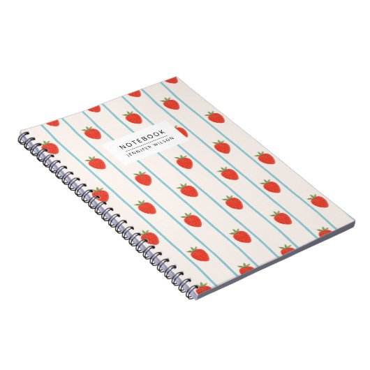 Strawberry Striped Pattern Notebook ノートブック (右側)